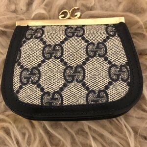 Gucci Black and Cream Monogram Wallet